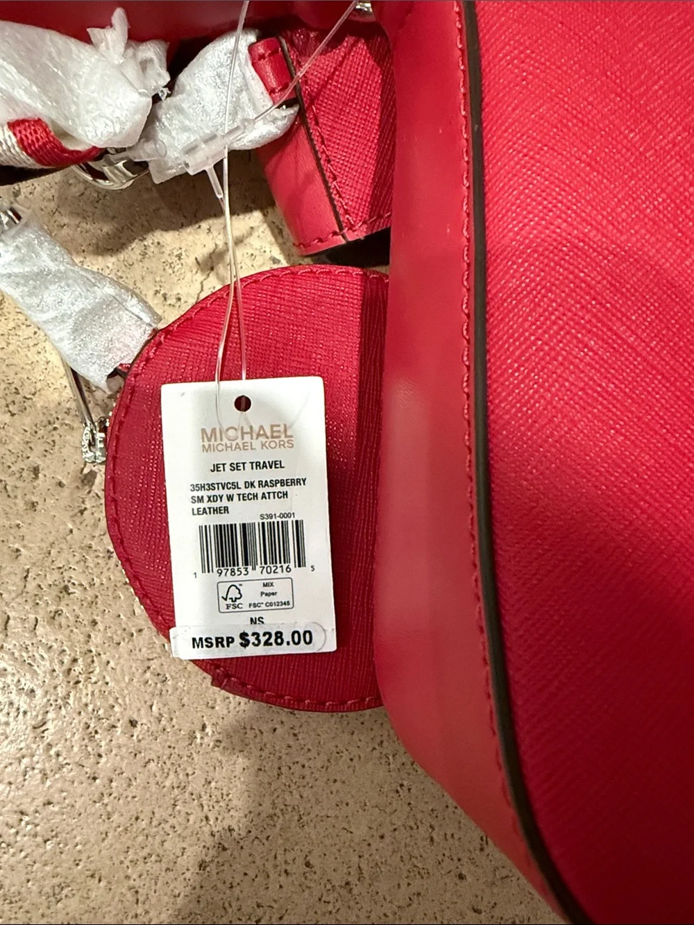 Michael Kors Hot Pink Saffiano Crossbody with Logo Strap